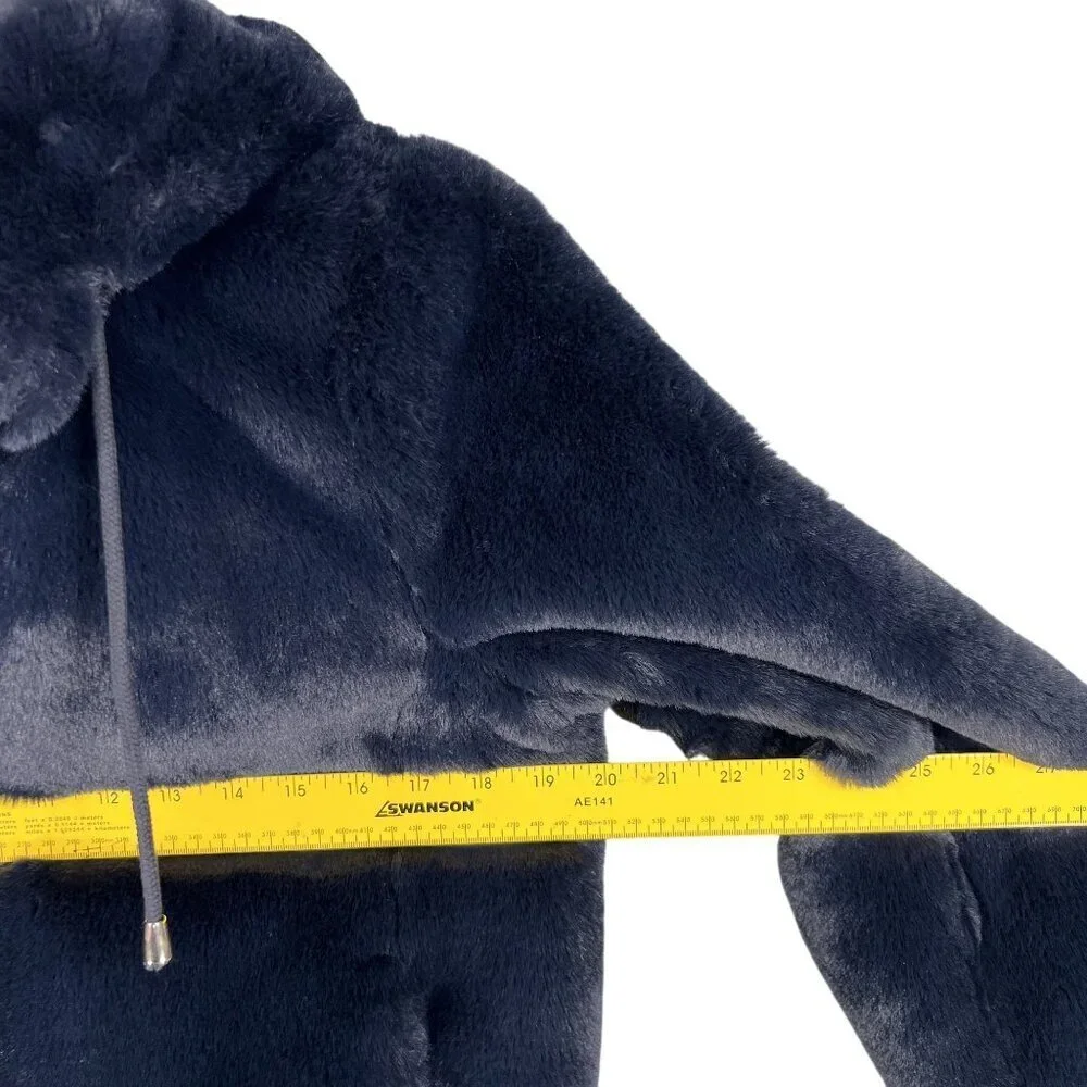 Carolina Belle Montreal Womens XS Black Plush Faux Fur Hooded Teddy Bear Jacket - Picture 7 of 13